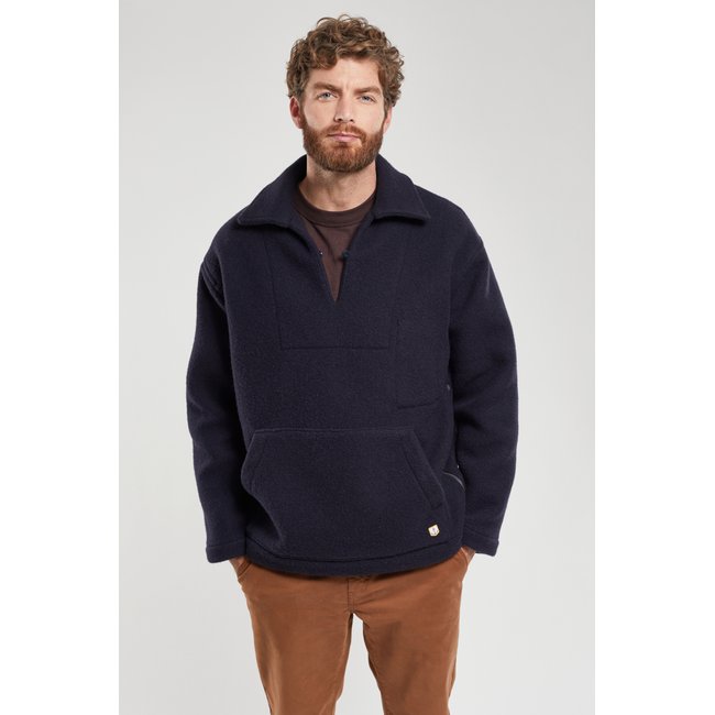 Vareuse zippée en laine rich navy <span itemprop=