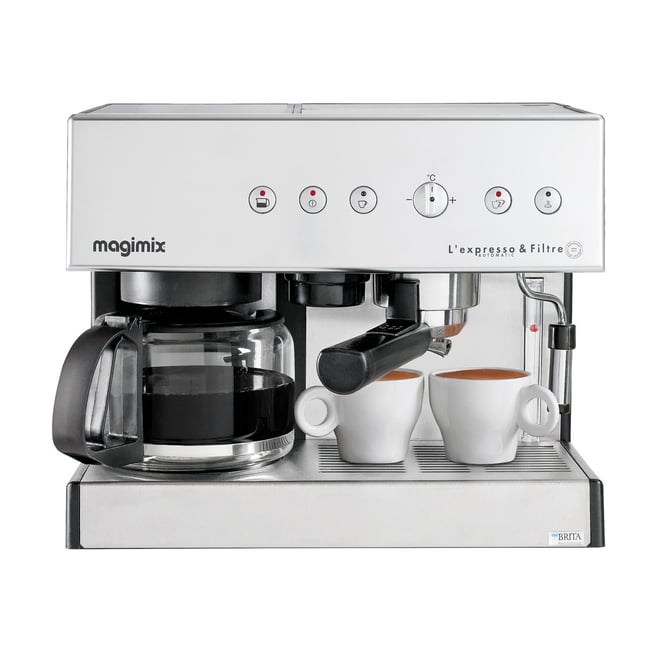 Combiné cafetière expresso 11423 gris chromé <span itemprop=