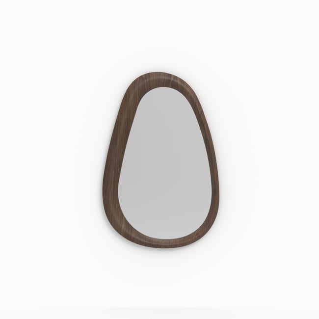 Miroir ovale en placage noyer, 80 x 120 cm - YOKO Couleur marron foncé <span itemprop=