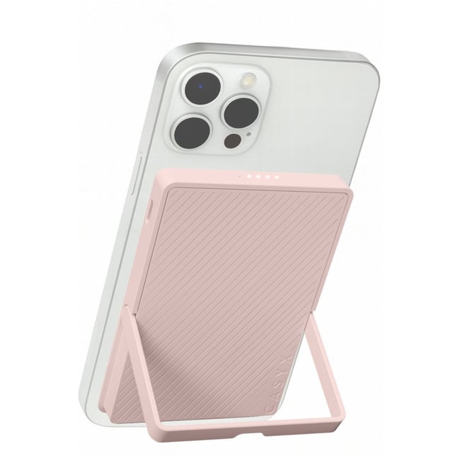 Batterie externe 5000 mAh Qi2 MagSafe avec bequille rose - CASYX