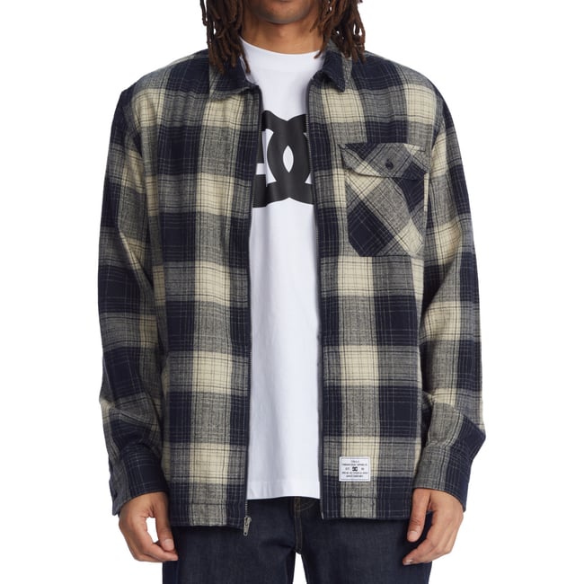 Chemise à manches longues en flanelle THE TRAPPER. bleu navy blazer/ pelican plaid <span itemprop=