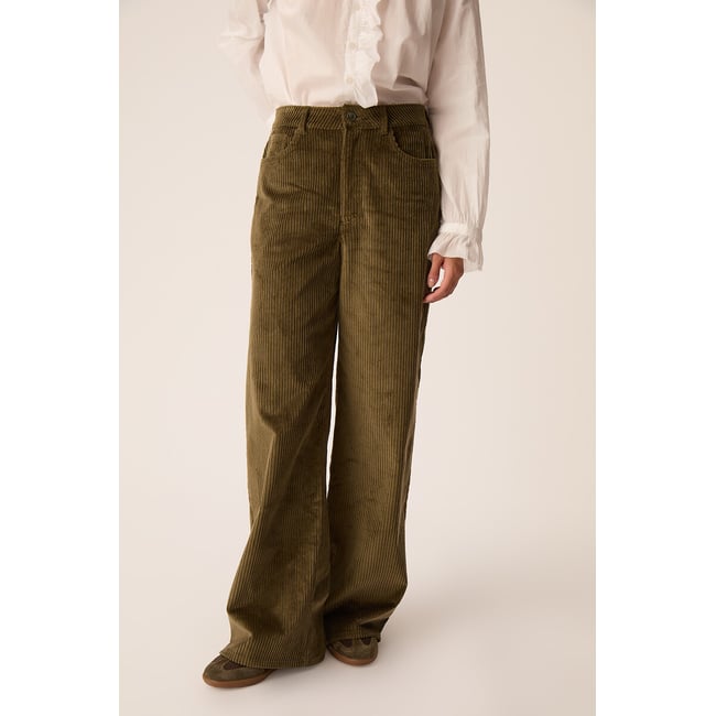 Pantalon large en velours côtelé, TEDETTE kaki <span itemprop=