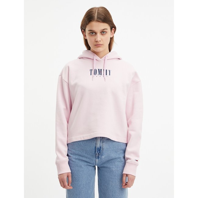 Felpa con cappuccio, logo davanti rosa chiaro TOMMY JEANS