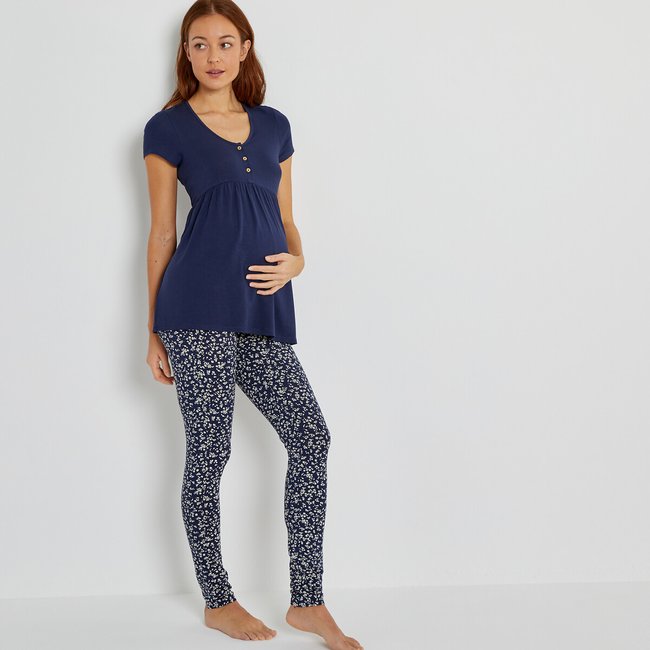 Maternity/Nursing Pyjamas bleu marine imprimé LA REDOUTE COLLECTIONS