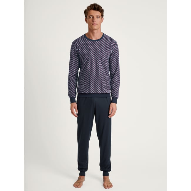 Pyjama boutonné sur toute la longueur manches longues Coton RELAX IMPRINT rouge mars <span itemprop=