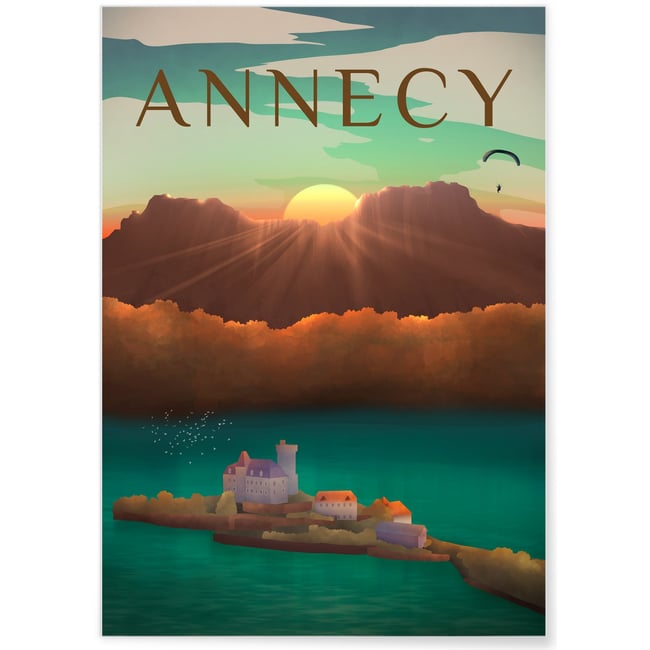 Affiche ville Annecy Couleur blanc <span itemprop=