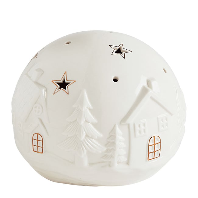 Boule décorative LED grand modèle Village de Noël Couleur blanc <span itemprop=