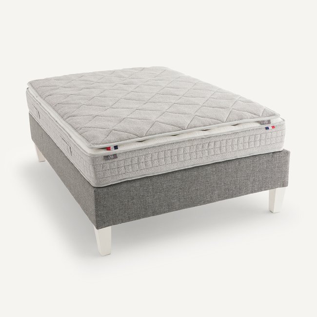 Surmatelas climat lin et laine, 5 cm Couleur gris perle <span itemprop=