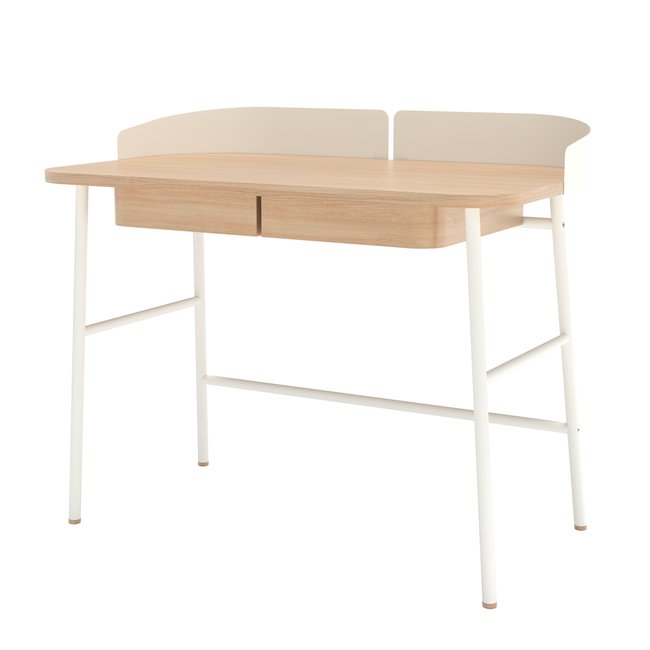 Bureau en chêne et métal coloré, VICTOR - HARTO