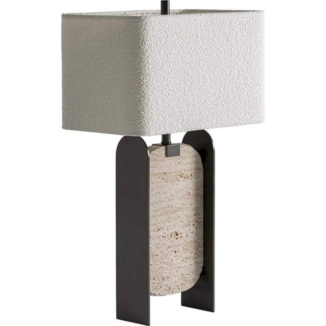 Lampe à poser contemporaine en marbre Couleur gris et blanc cassé <span itemprop=