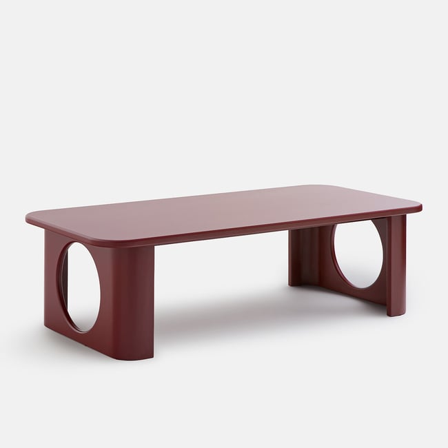 Morti Coffee Table with Carved Legs, Length 130cm burgundy LA REDOUTE INTERIEURS