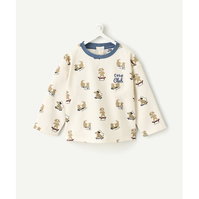 T-shirt manches longues, imprimé animalier ecru <span itemprop=