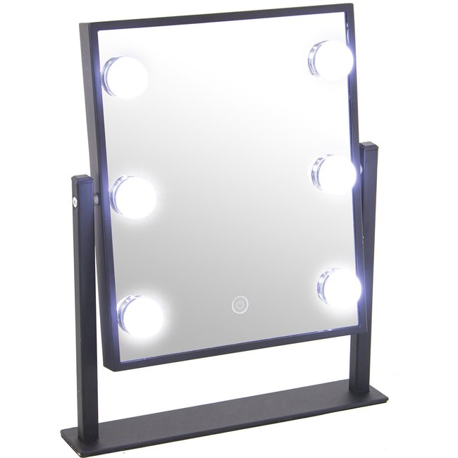 Miroir éclairage intégré salle de bain Couleur noir profond et lumineux <span itemprop=