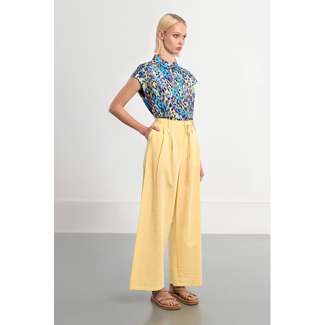 Pantalon large, taille haute v002238 <span itemprop=
