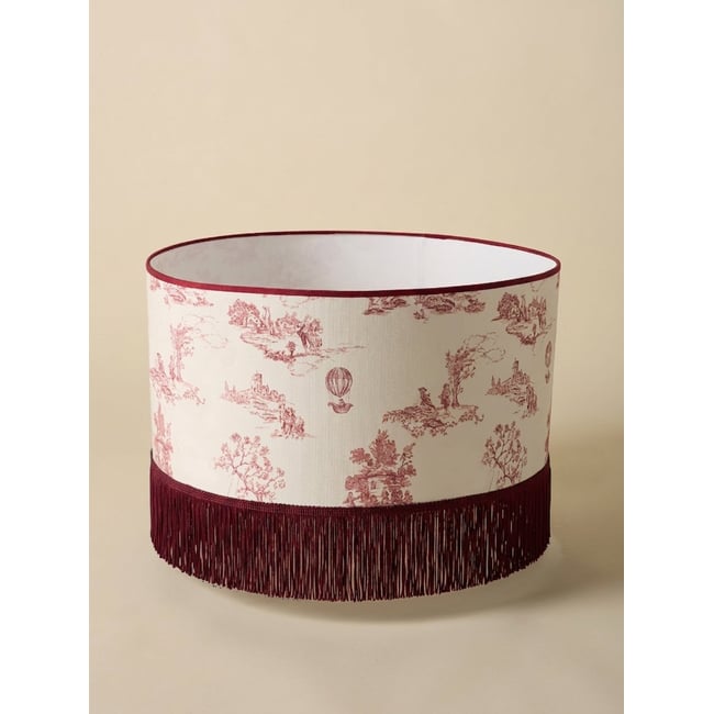 Abat-jour esprit toile de jouy - Grand modèle Couleur jouy bordeaux <span itemprop=