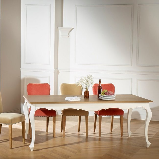 Table rectangulaire en chêne 8/10 couverts LOURDES Couleur blanche <span itemprop=