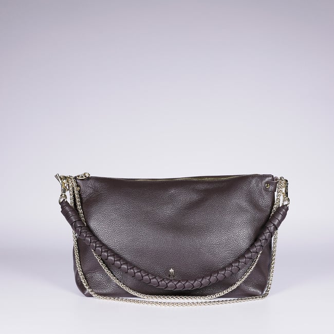 Sac en cuir, MALLOW TWIST ebène <span itemprop=