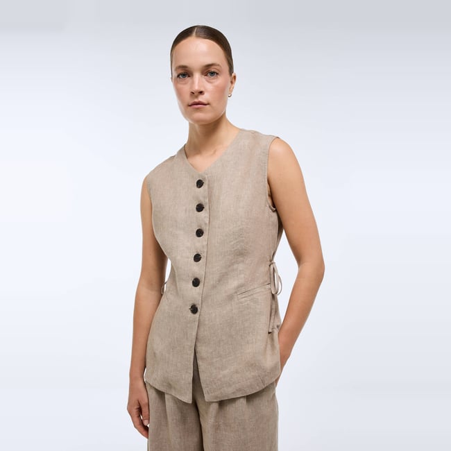 Gilet en lin sans manches bones <span itemprop=