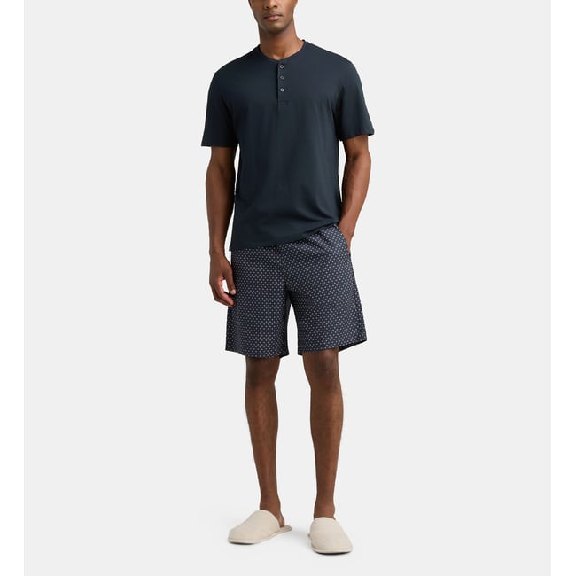Pyjama court duno en coton bleu <span itemprop=