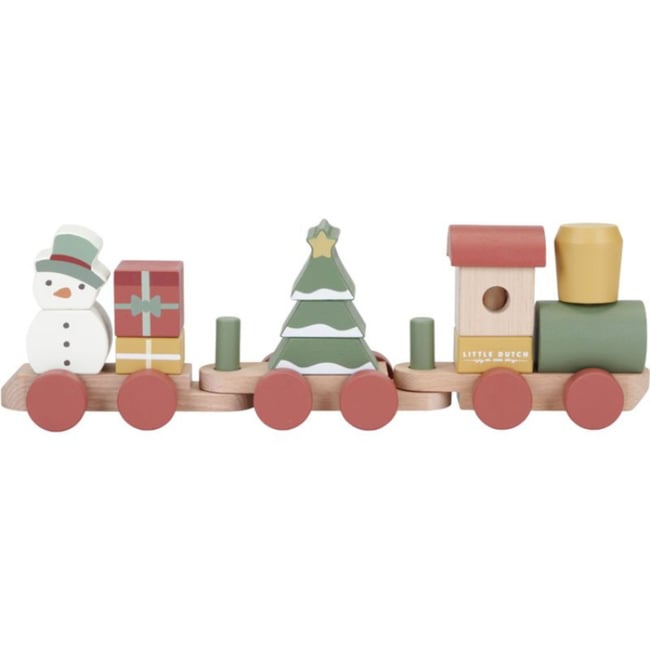 Train à blocs de Noël rouge, vert, jaune <span itemprop=