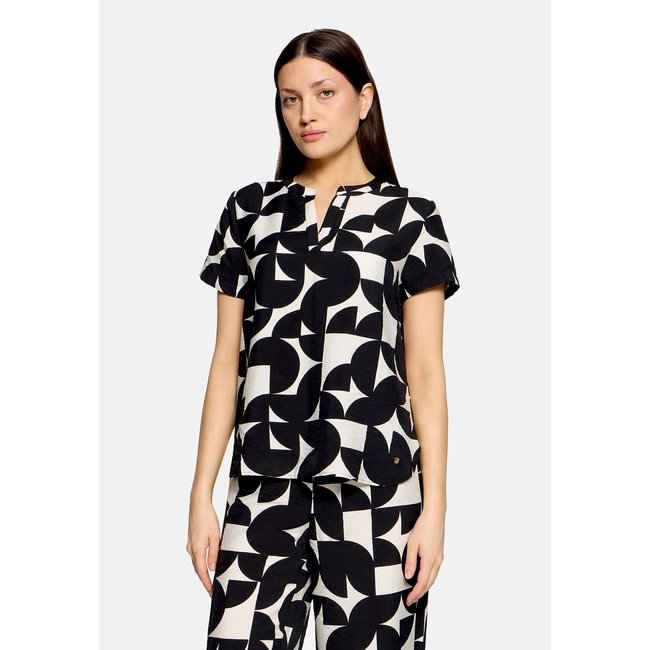 Tunique manches courtes noir/blanc <span itemprop=