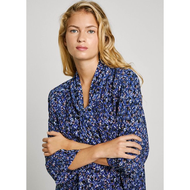 Printed Blouse, Pussy Bow Collar, blue print, PEPE JEANS