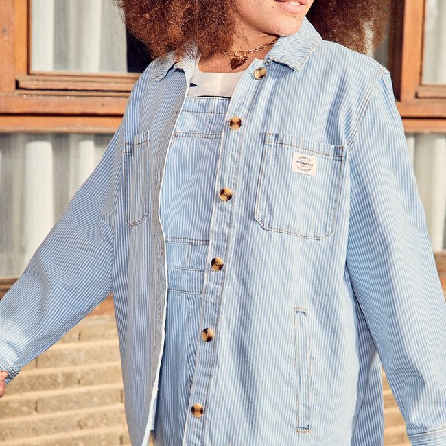ALMA veste surchemise rayée rayé écru <span itemprop=