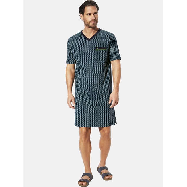 Lot de deux chemises de nuit HOIMAR bleu foncé à dessin <span itemprop=