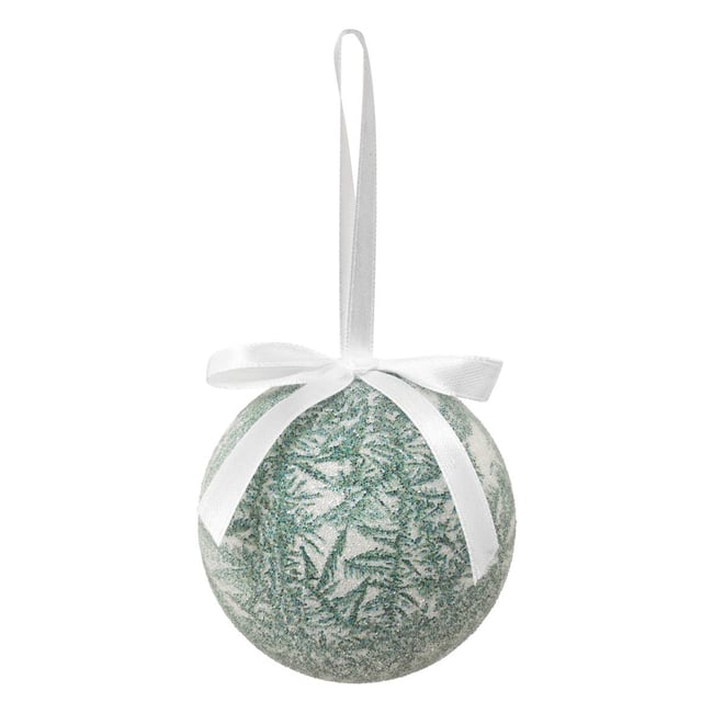 Boule de Noël 75mm givre Couleur blanc <span itemprop=