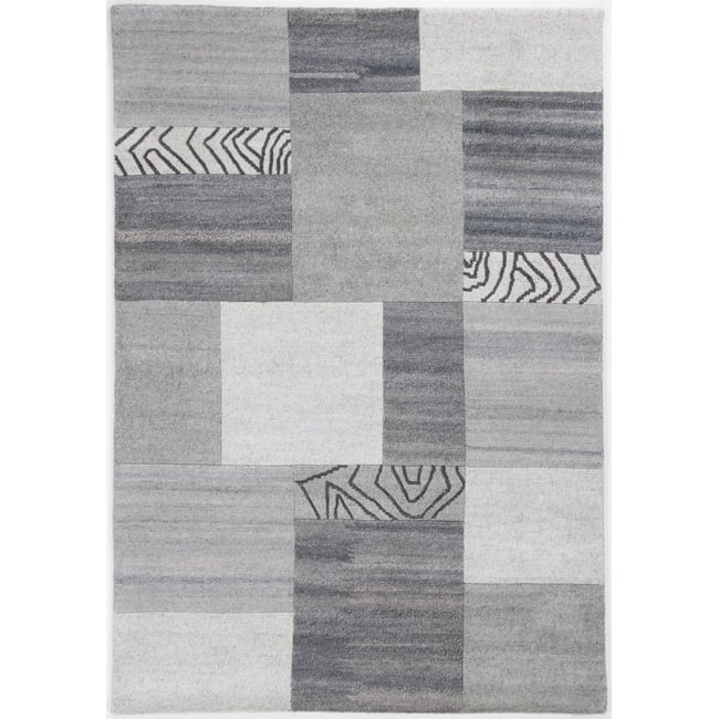 Tapis salon Laos Naturel noué main en laine Couleur naturel gris <span itemprop=