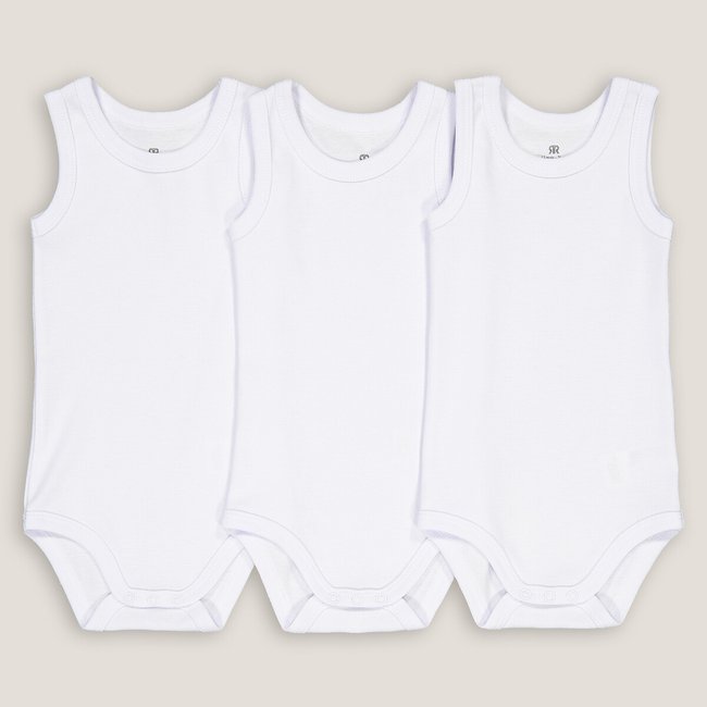 Pack of 3 Bodysuits in Organic Cotton white LA REDOUTE COLLECTIONS