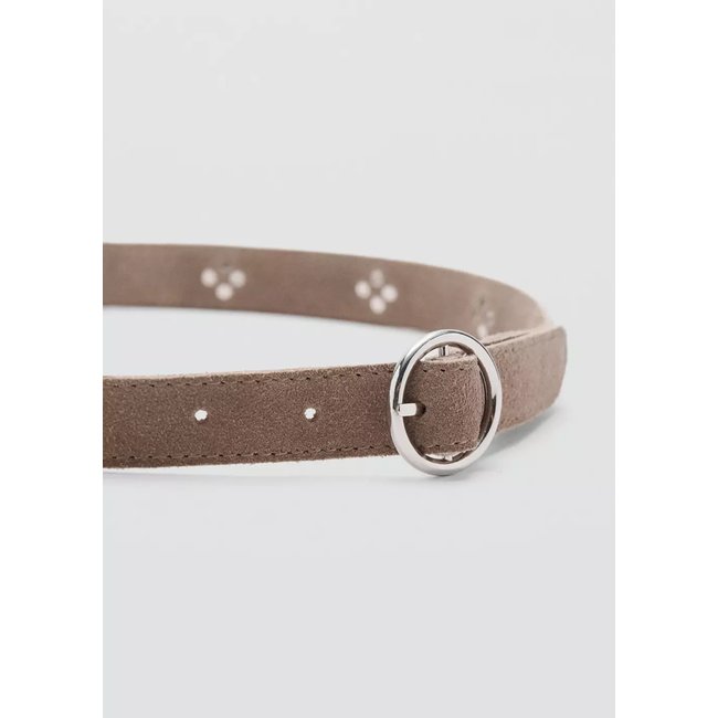 Ceinture cuir rivets sable <span itemprop=