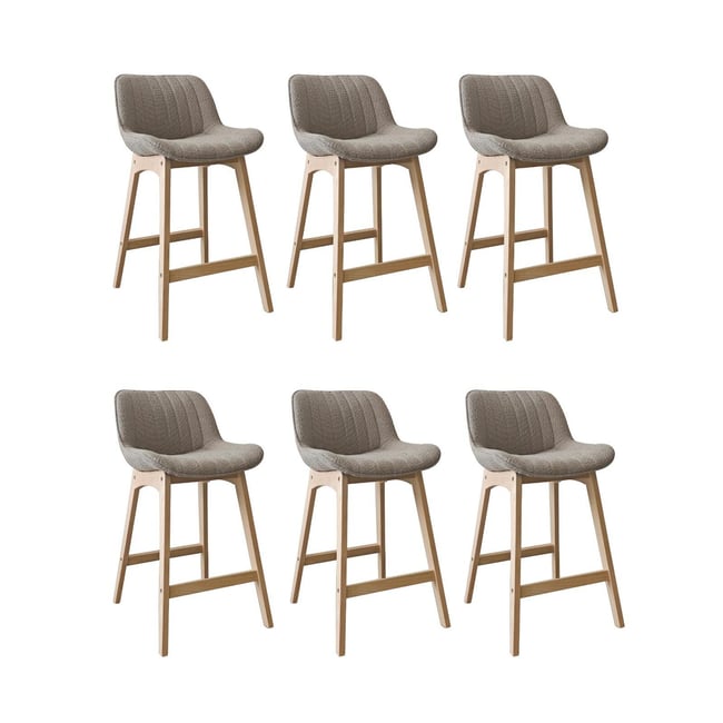 Lot de chaises d'îlot et bar en chêne et assise tissu bouclette 65cm MILK Couleur taupe <span itemprop=