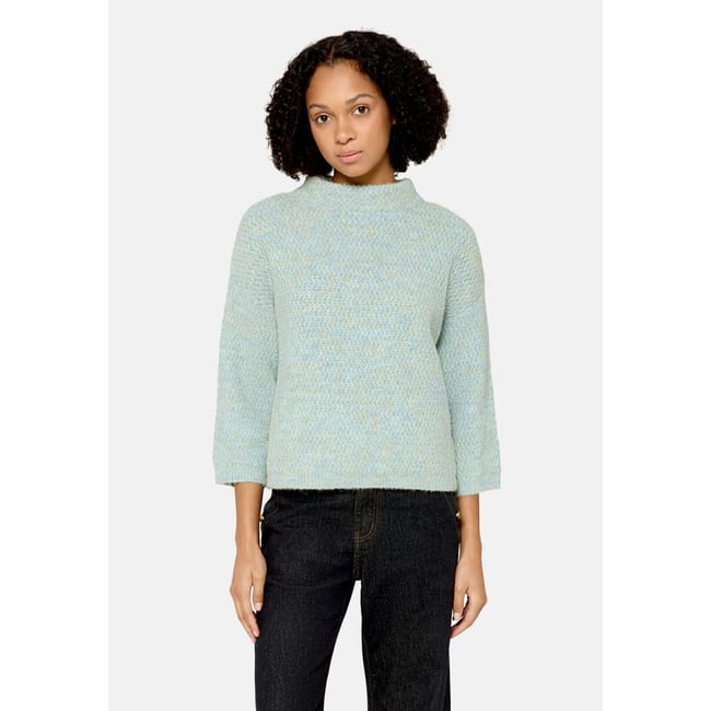 Pull-over en maille à col droit light blue/cream <span itemprop=