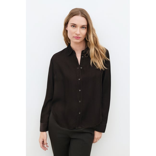 Chemise coupe droite col chemise CMARIE marron foncé <span itemprop=
