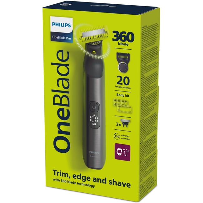 Tondeuse multi usages OneBlade Pro 360 QP6552/15, molette réglable, 14 hauteurs de coupe, précision 0,4 mm, 120 mn - PHILIPS