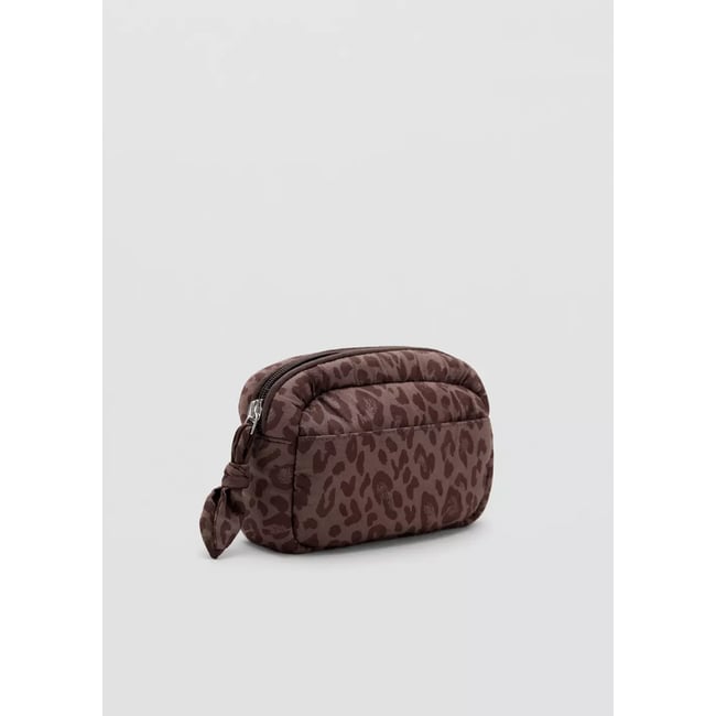 Trousse en coton imprimé animal marron <span itemprop=