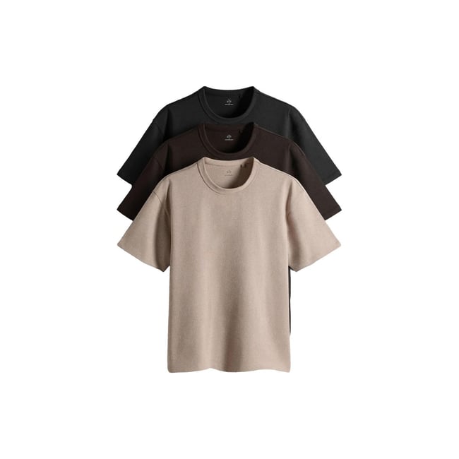 T-shirt en jersey épais, lot de 4 noir/marron <span itemprop=