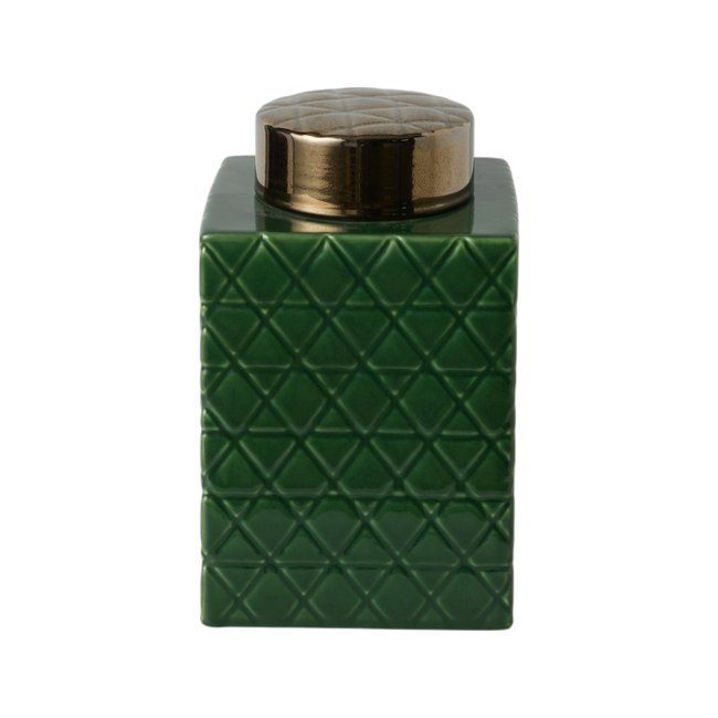 Boîte céramique déco vert 25 cm - SOAN Couleur vert <span itemprop=