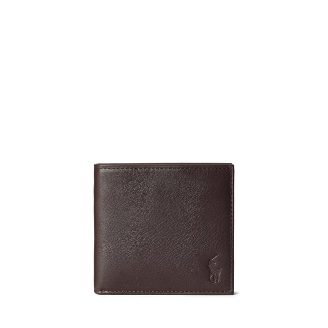 Porte-cartes en cuir chagrin marron <span itemprop=