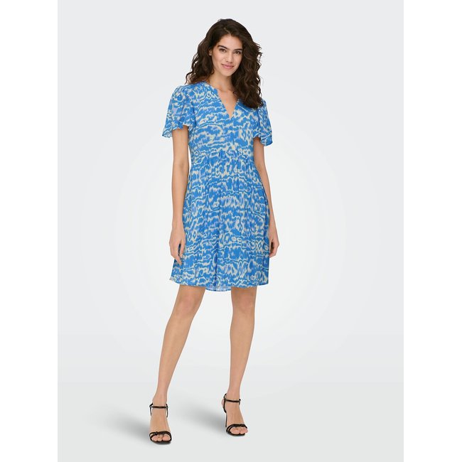 Robe à rayures évasée imprimé multicolore <span itemprop=