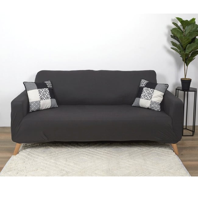 Housse De Canapé 3 Places Extensible Noir - DECORATIE