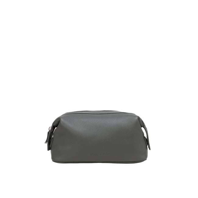 Trousse de toilette en cuir de vache noble gris fonce <span itemprop=