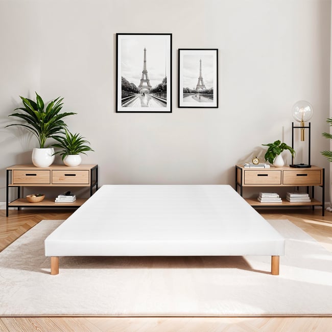 Sommier tapissier Tissu CAPUCINE Couleur blanc <span itemprop=
