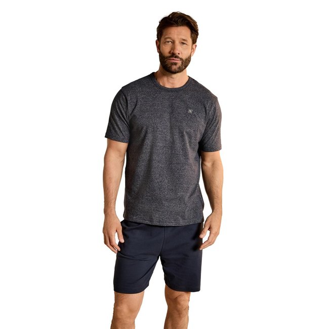 Pyjama short en jersey, ensemble bleu marine rayé <span itemprop=