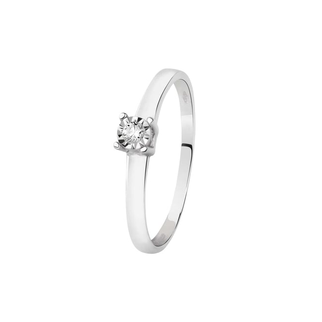 Bague en or blanc 750 et diamants ETOILE argent <span itemprop=