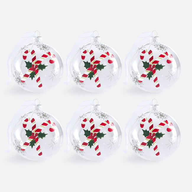 Lot de 6 boules de Noël en verre, CASPAR Couleur transparent <span itemprop=