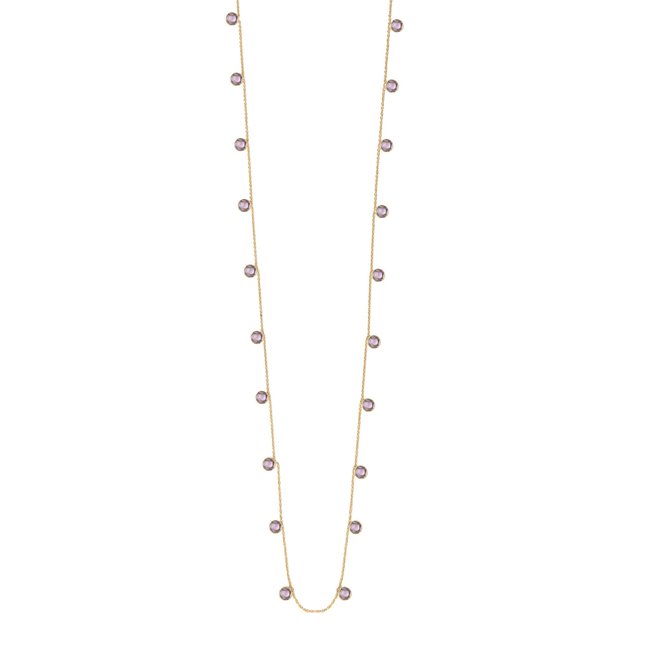 Collier sautoir moorea amethyste violet <span itemprop=