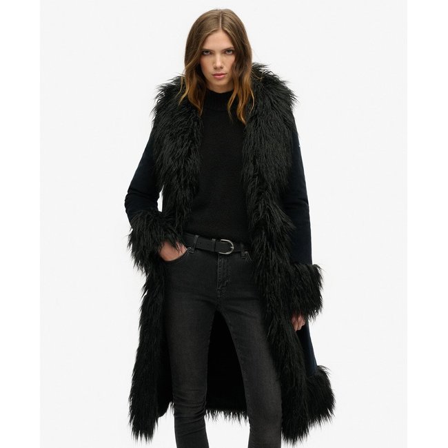 Manteau afghan long avec doublure en imitation fourrure - SUPERDRY