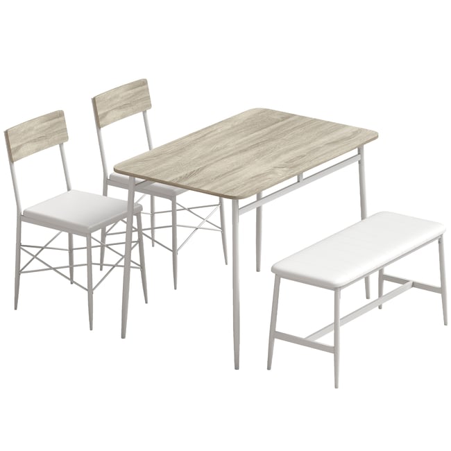Ensemble de table à manger MDF Chêne Couleur chêne naturel et blanc <span itemprop=